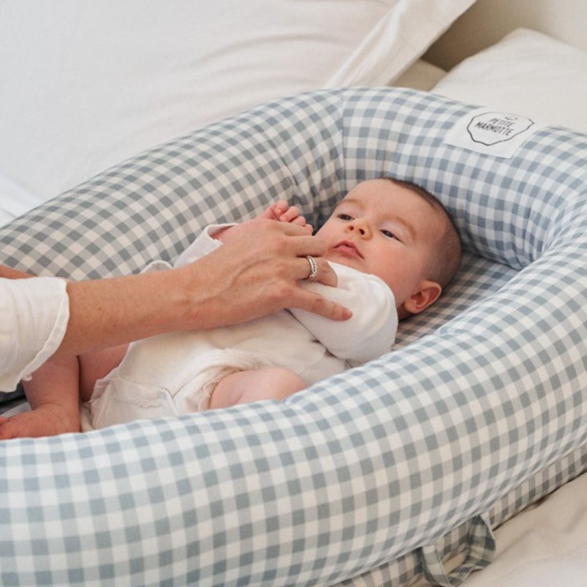 Nido Colchón Antiplagiocefalia Vichy Gris - Ecus Kids