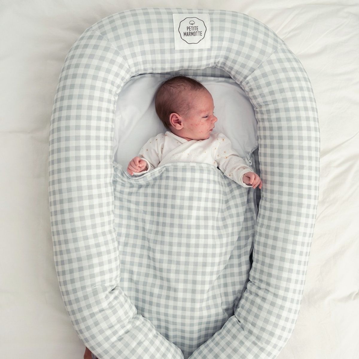 Nido Colchón Antiplagiocefalia Vichy Gris - Ecus Kids