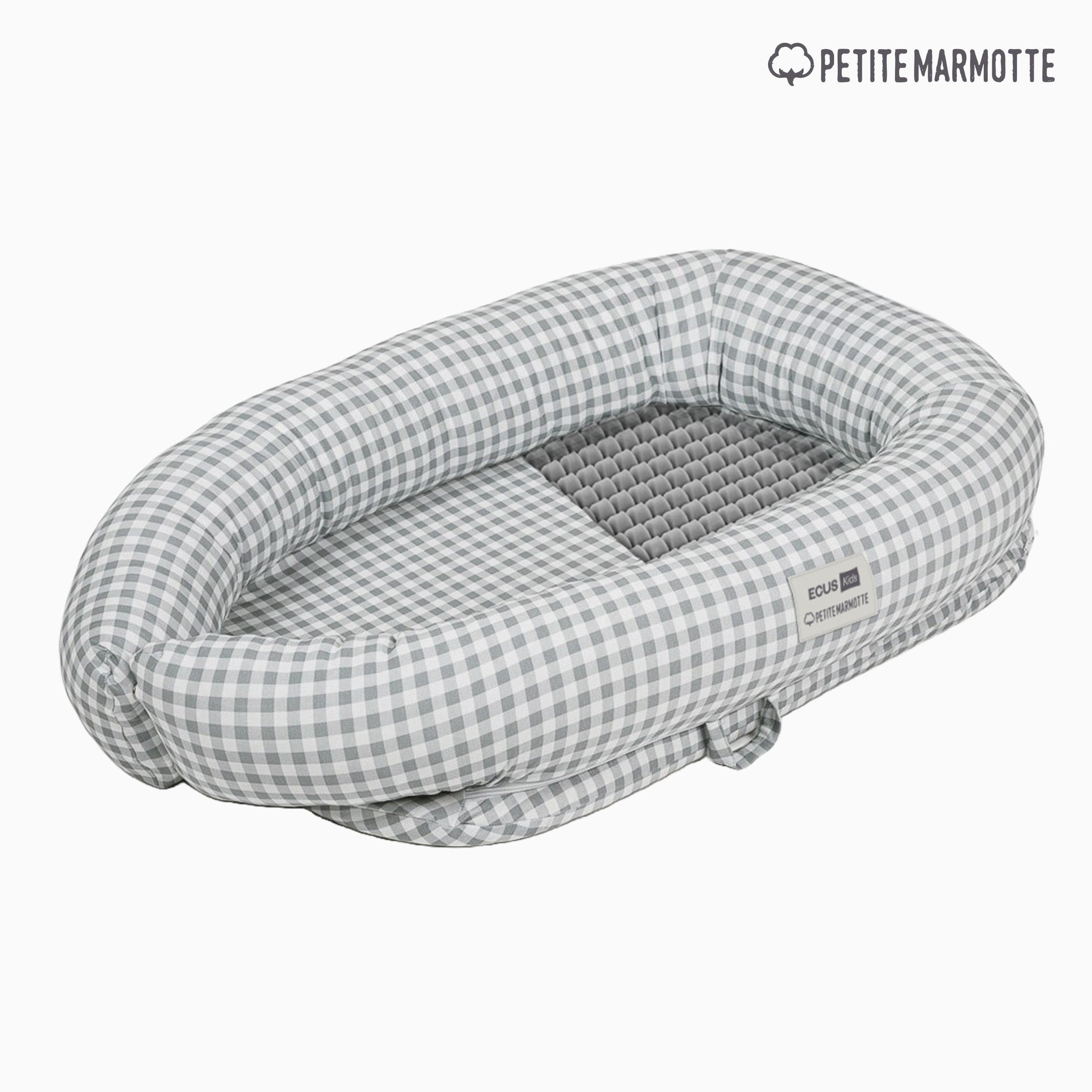 Co-sleeping nest with anti-flat head mattress Vichy Grey - ECUS Kids